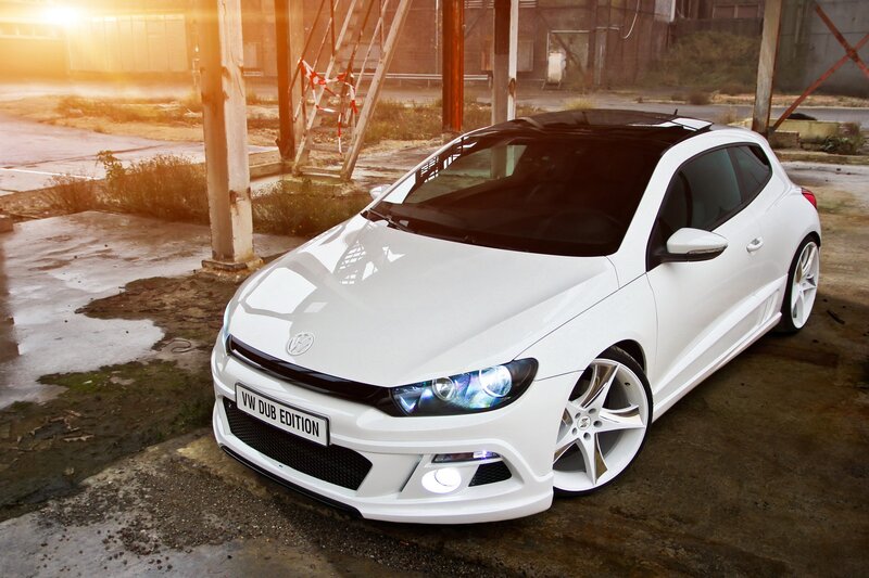 White Volkswagen Scirocco — Dramatic, Sunset, Photograph, Car