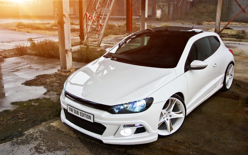 White Volkswagen Scirocco — Dramatic, Sunset