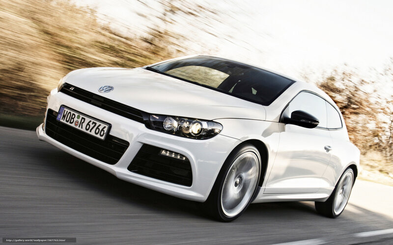 White Volkswagen Scirocco in motion