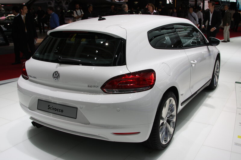 White Volkswagen Scirocco on display