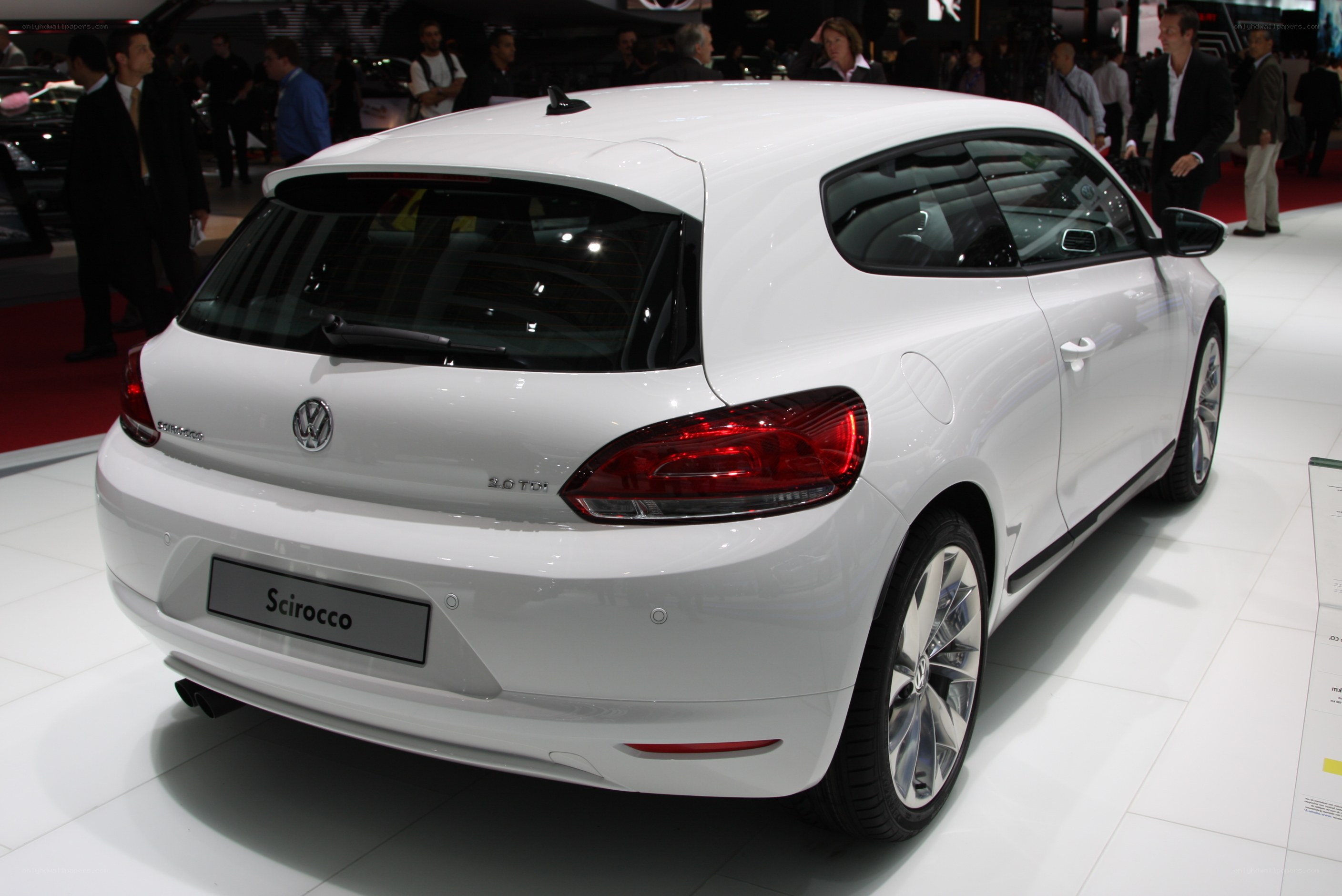 White Volkswagen Scirocco on display
