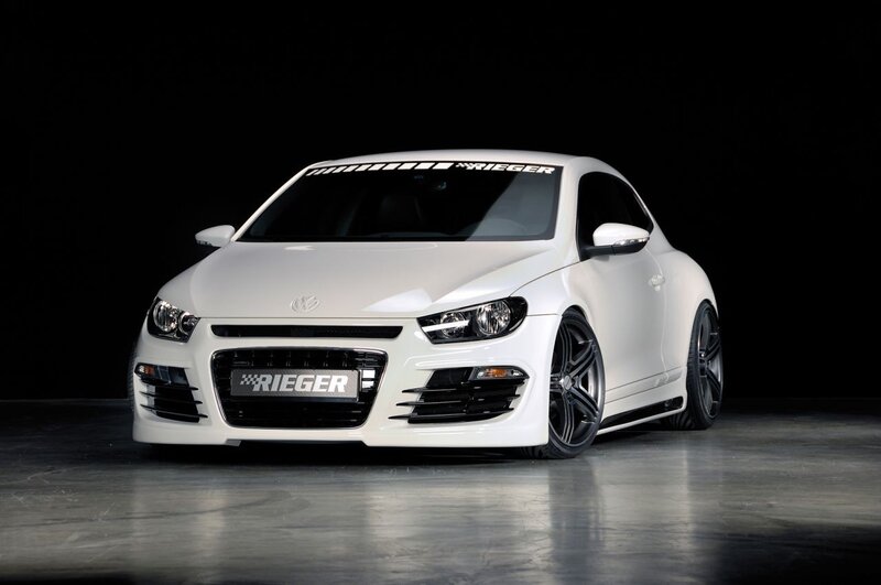 White Volkswagen Scirocco with Rieger modifications