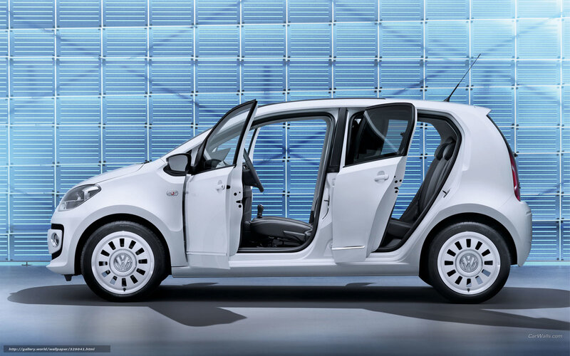 white volkswagen up! car