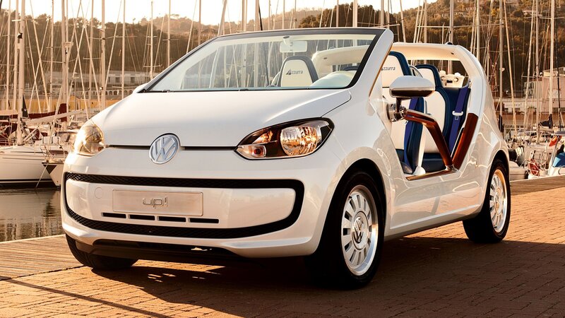 White Volkswagen Up! Car — Serene, Sunset