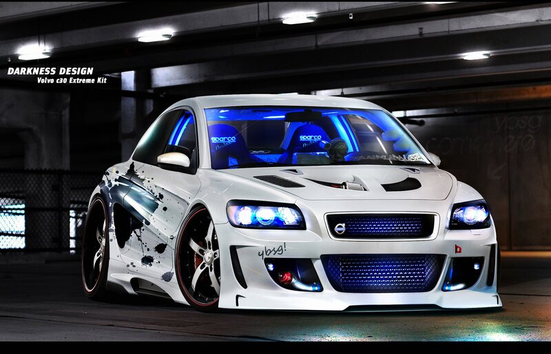 white volvo c30 with custom kit