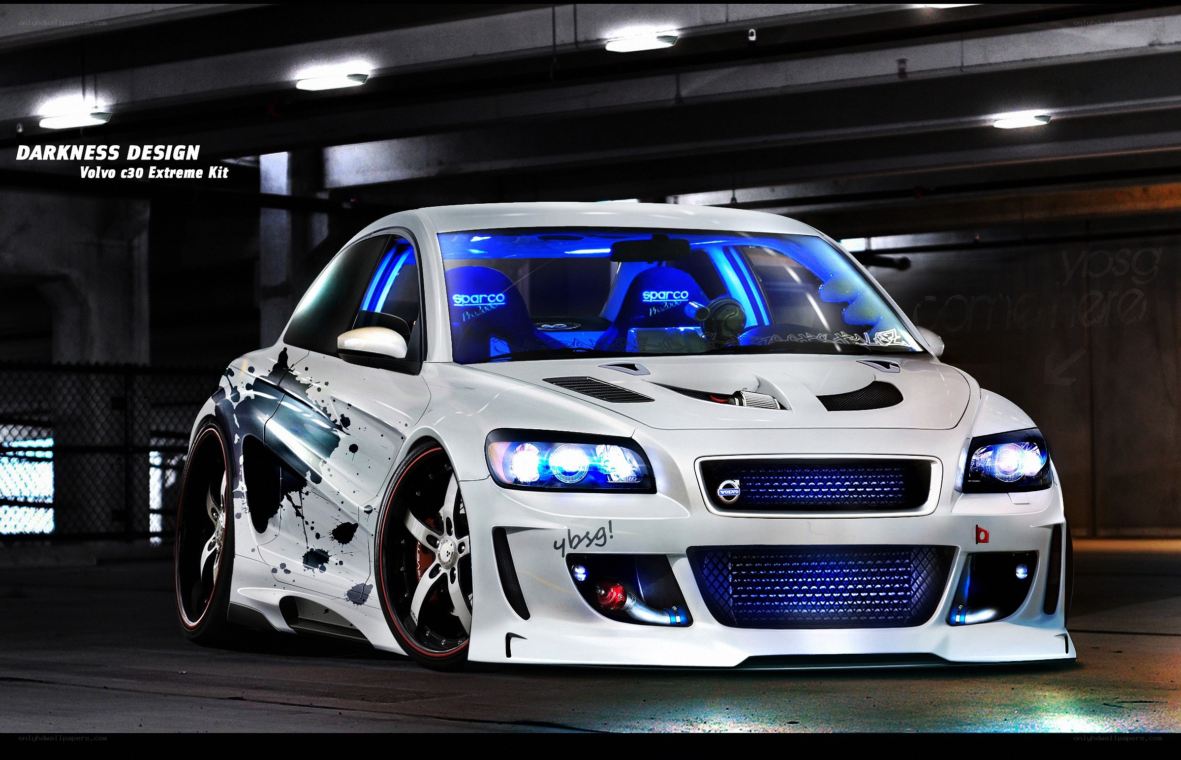 white volvo c30 with custom kit