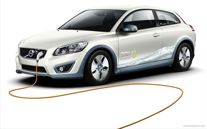 White Volvo electric car charging