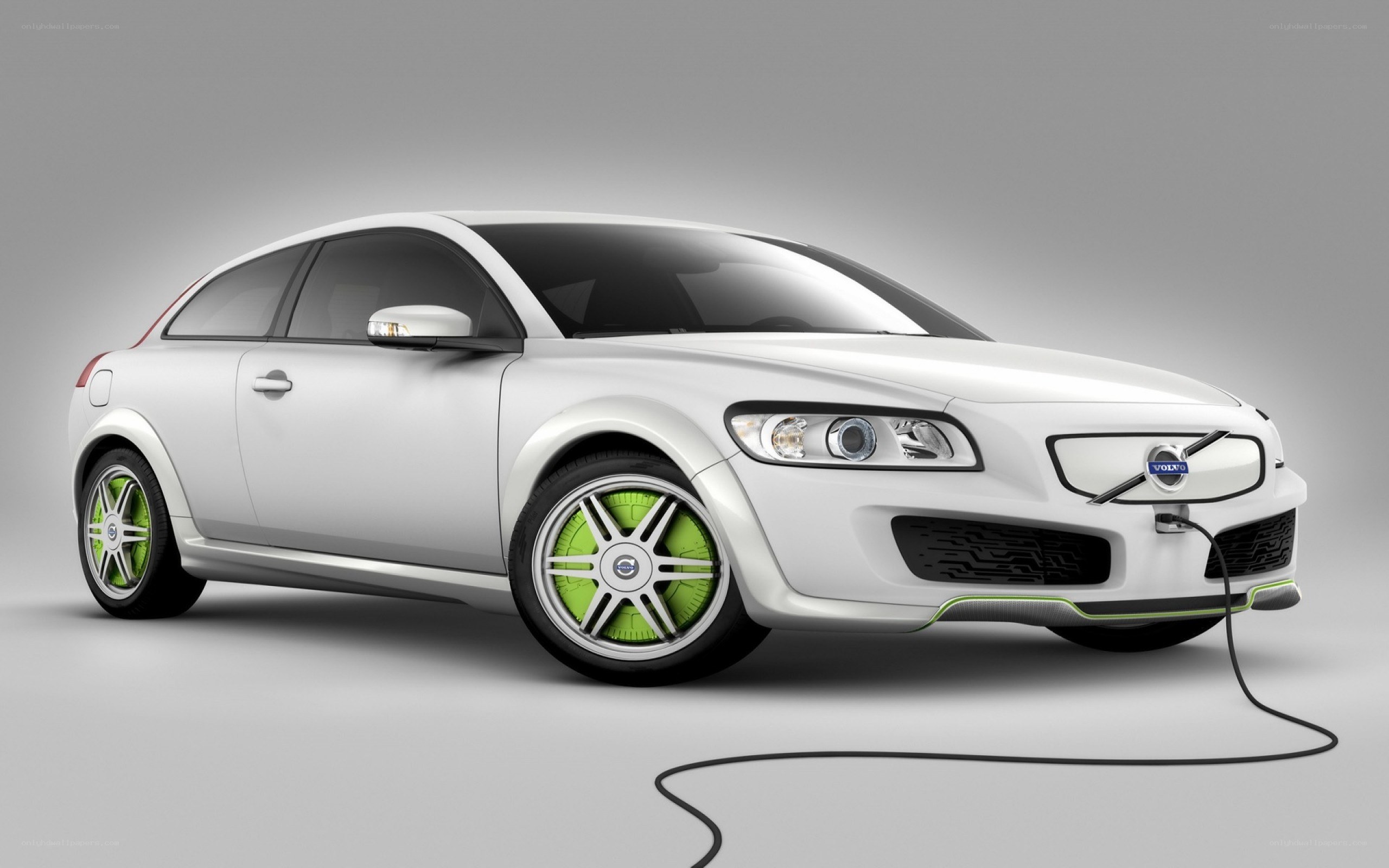 White Volvo electric car