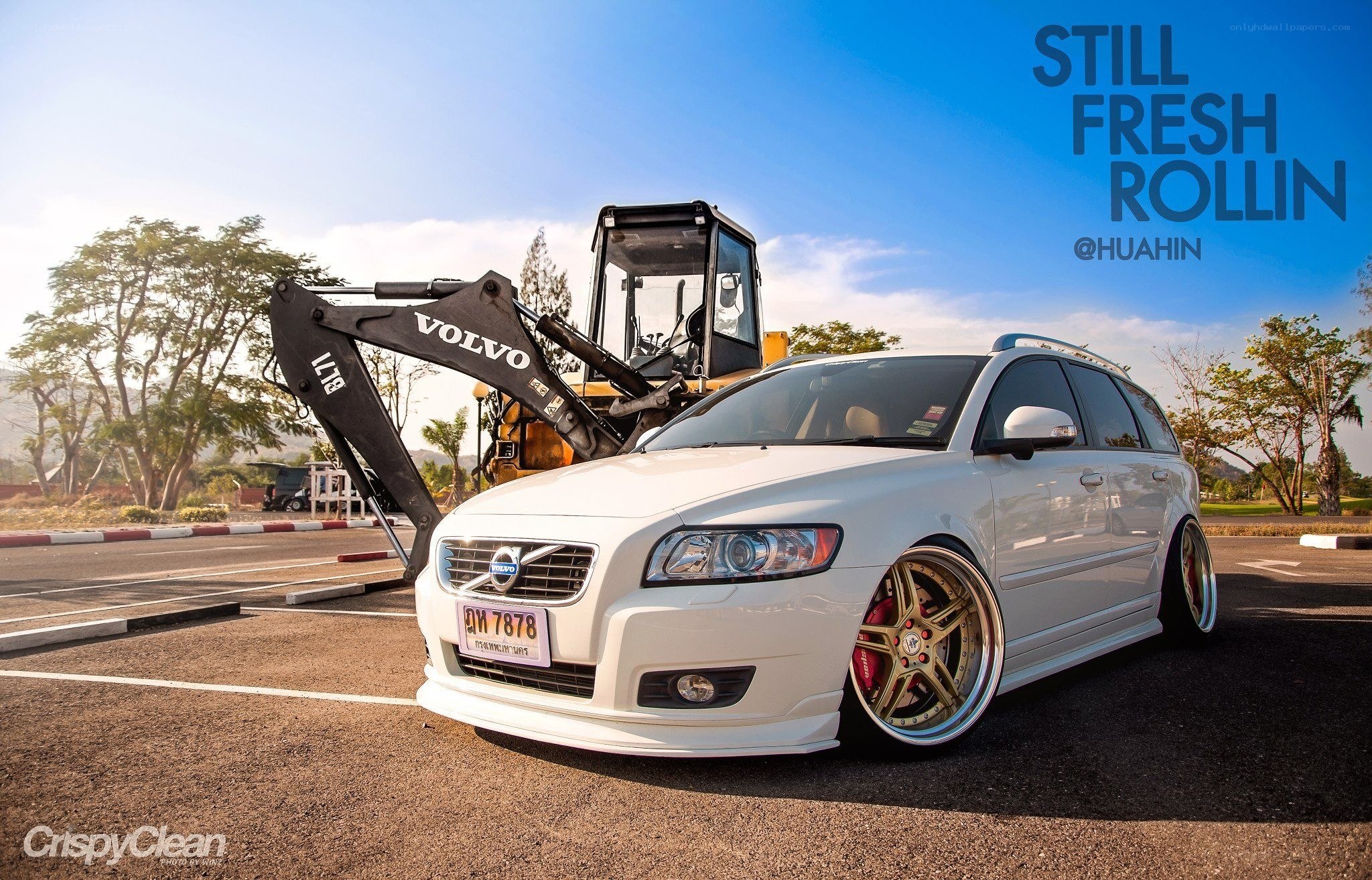 White Volvo on display