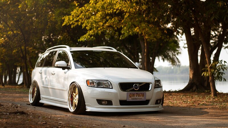 White Volvo Station Wagon — Serene, Sunset