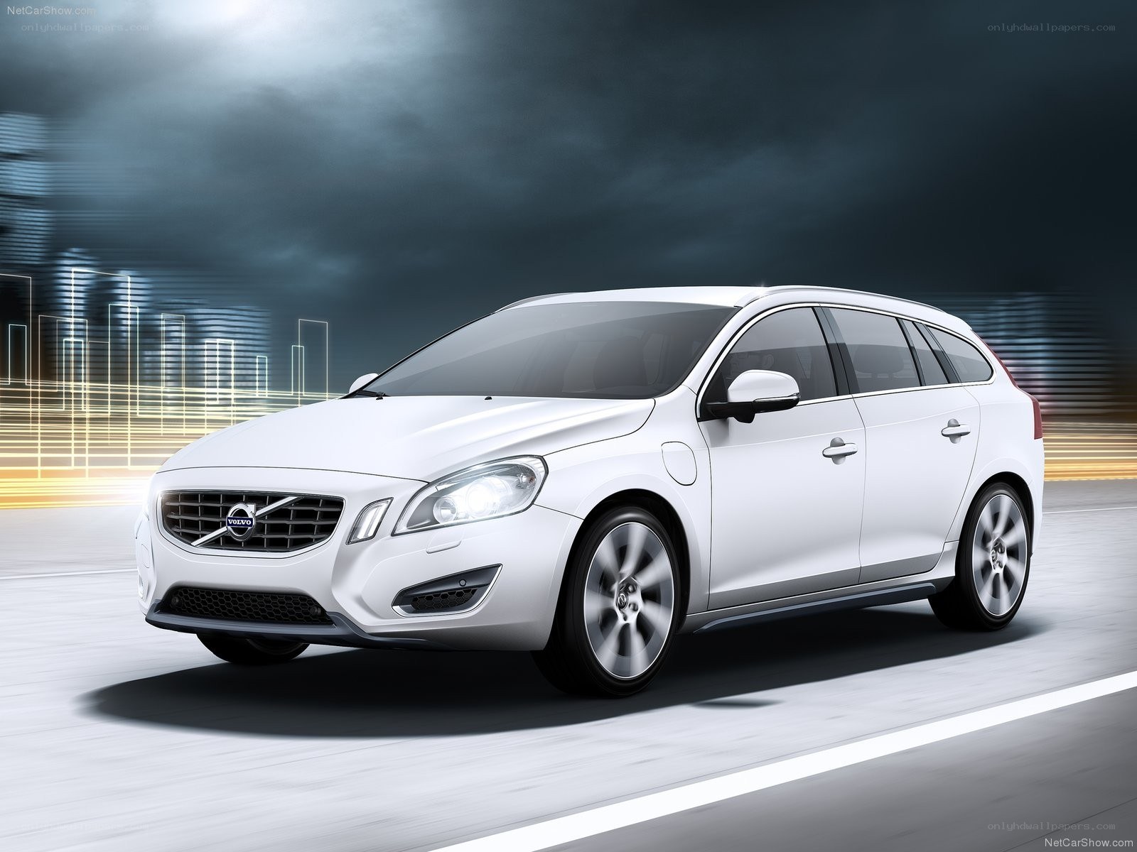 White Volvo V60 in motion