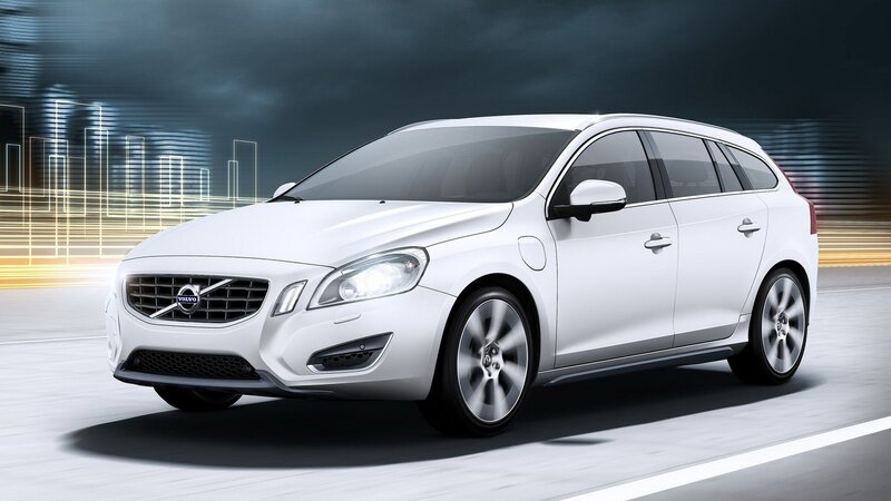 White Volvo V60 in motion