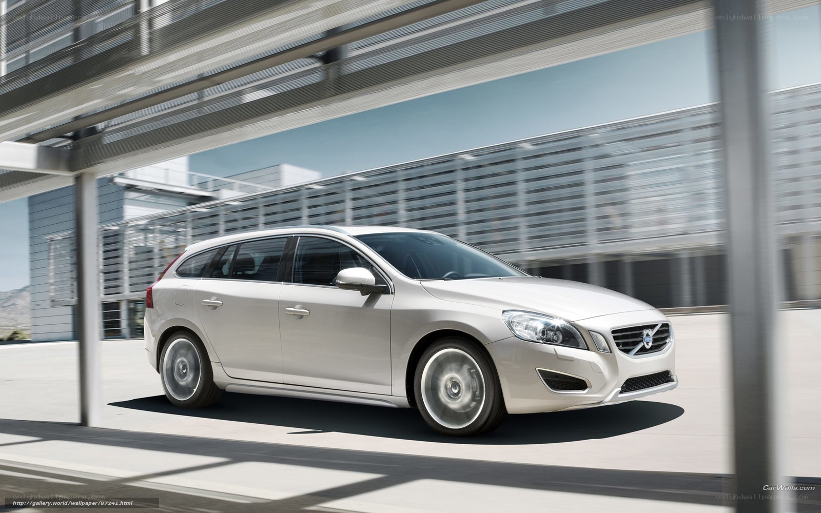 White Volvo V60 in motion