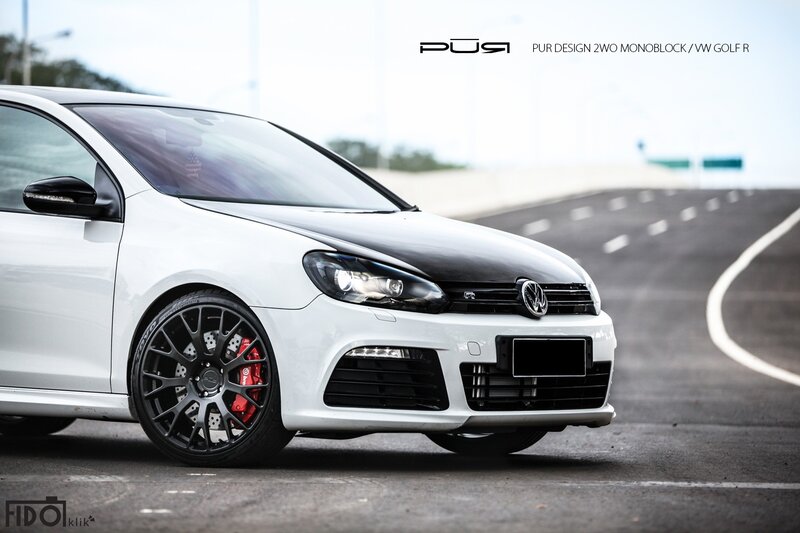 White VW Golf R with custom wheels