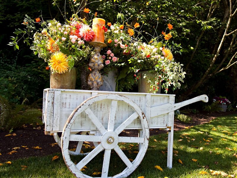 White Wagon with Flowers