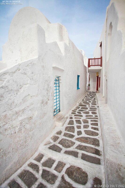 white-washed alley in greece