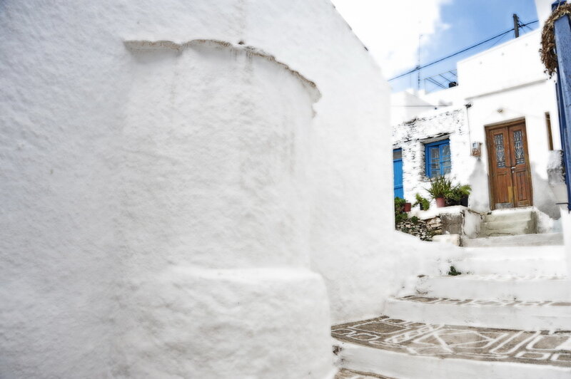 White-washed village alley