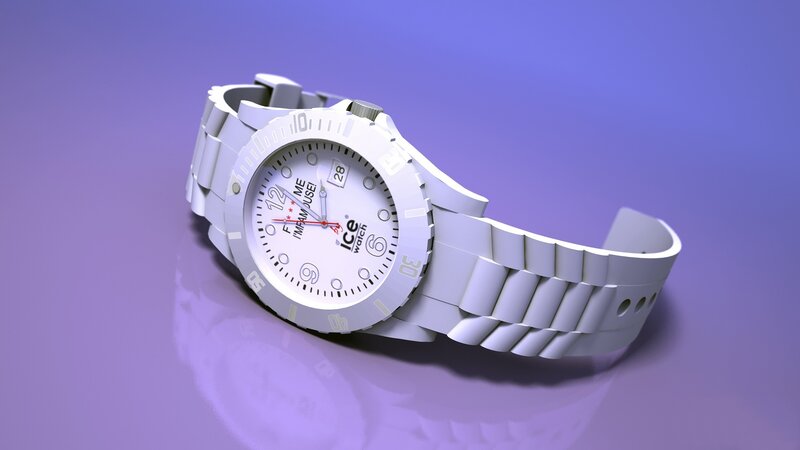 white watch on purple surface