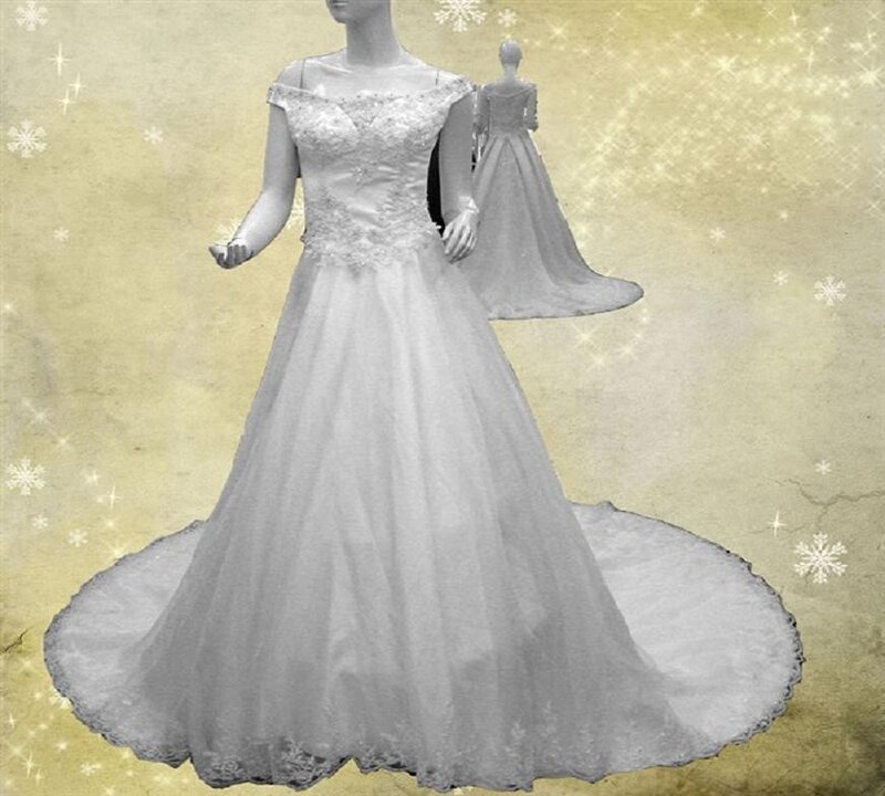 White wedding dress on mannequin