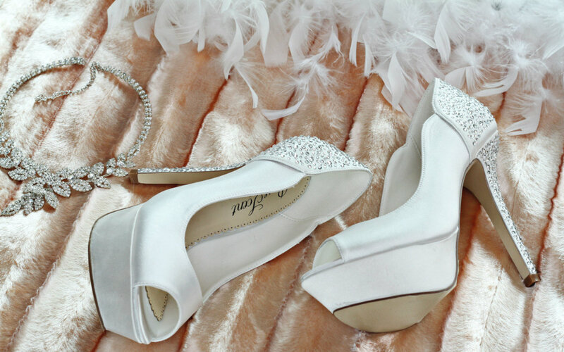 White Wedding Shoes — Elegant, Photograph, Necklace