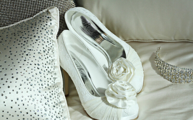 White Wedding Shoes — Elegant, Photograph