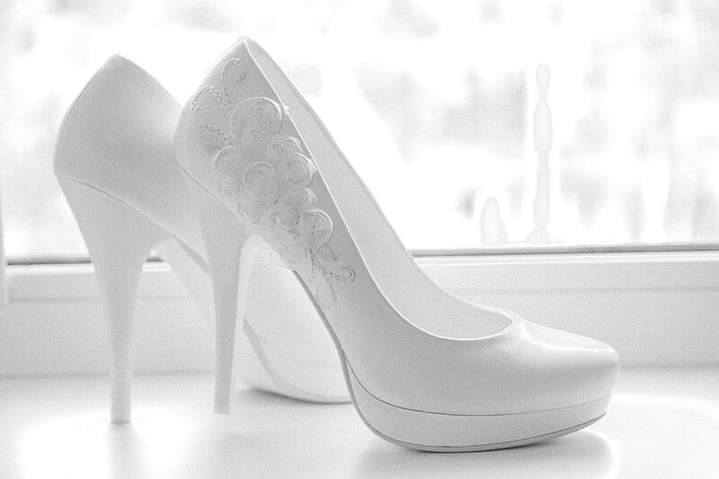 White Wedding Shoes — Serene, Photograph