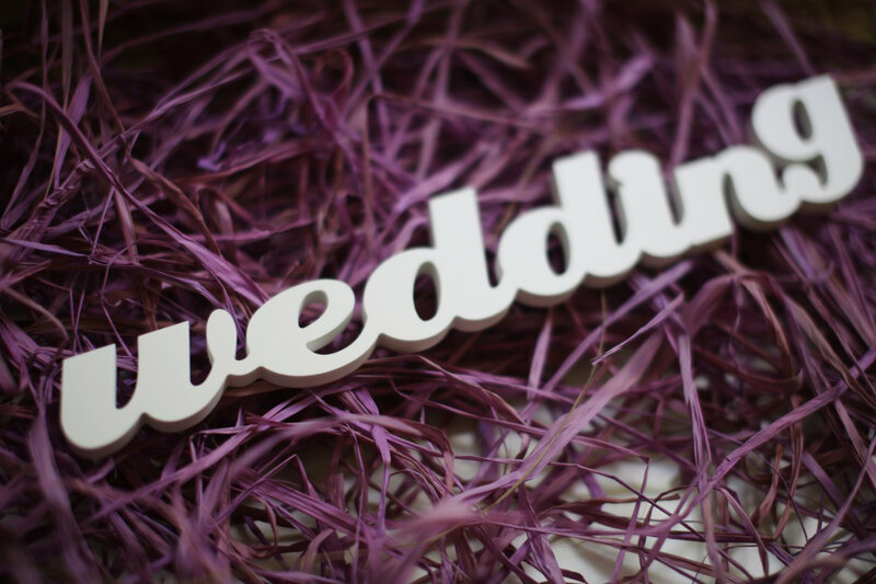 White Wedding Sign — Purple