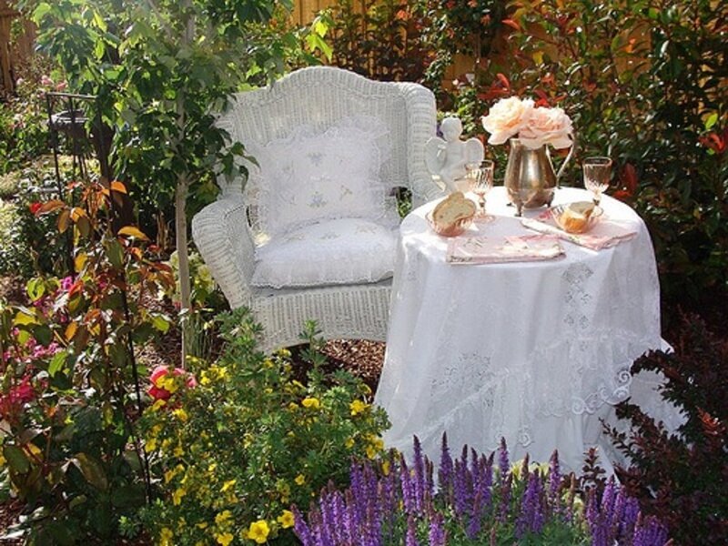 White Wicker Chair and Table