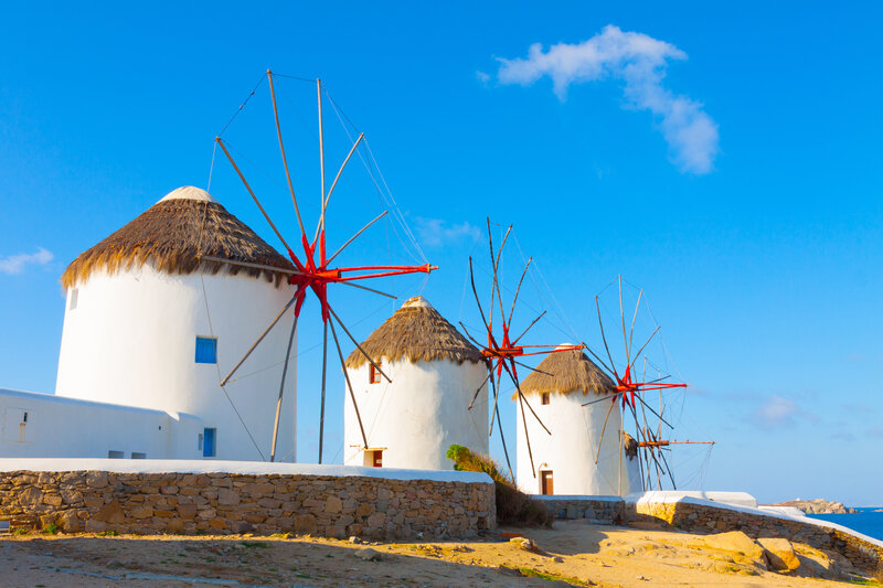 White Windmills on Hill — Serene, Afternoon