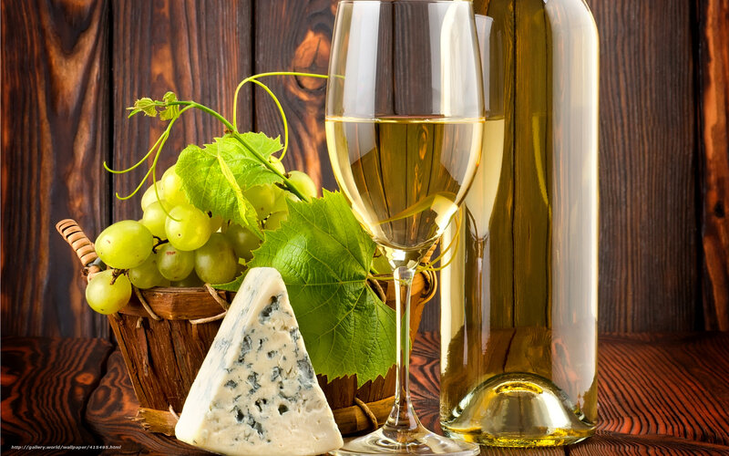 White Wine and Cheese — Brown, Calm, Photograph, Grapes