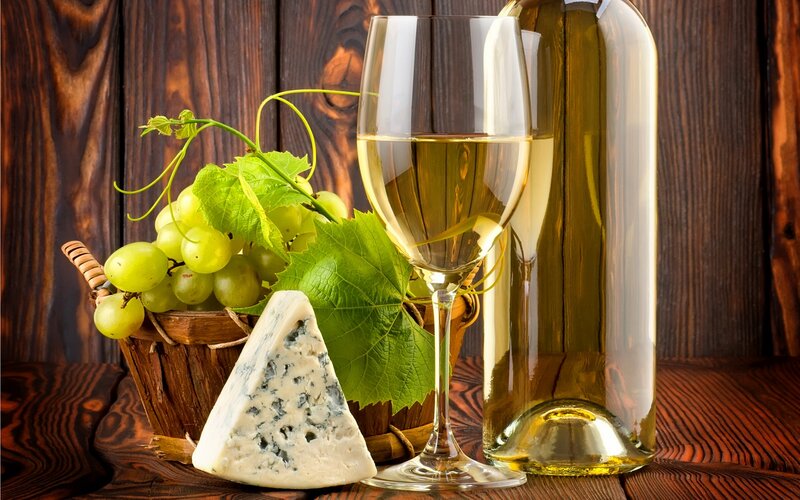 White Wine and Cheese — Brown, Calm, Photograph