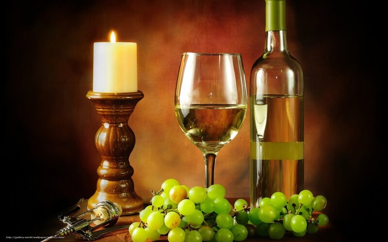 White Wine and Grapes — Brown