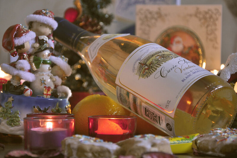White Wine Bottle and Cookies