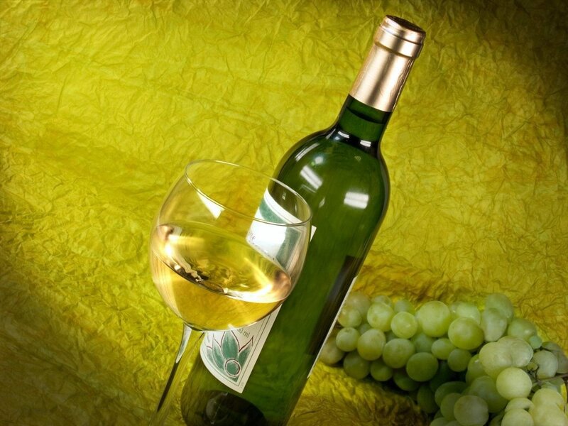 White Wine Bottle and Glass