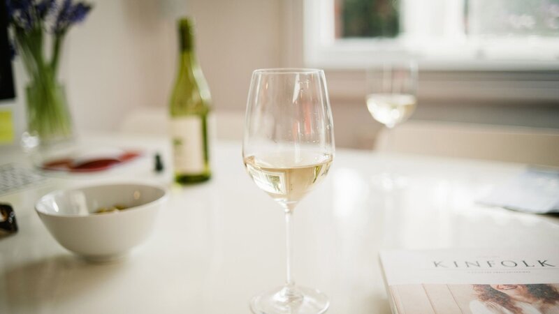 White wine on a table