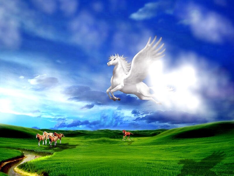 White Winged Horse — Blue, Dramatic, Afternoon