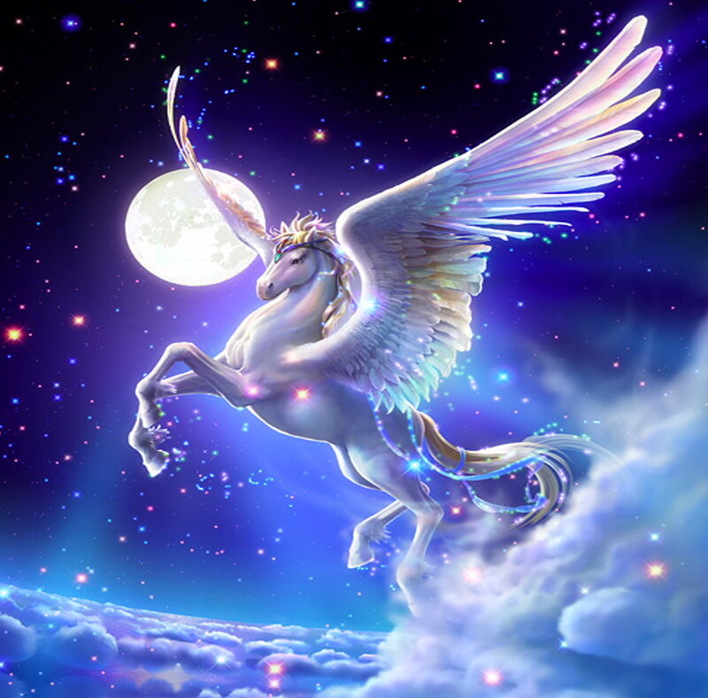 White Winged Horse — Blue, Magical