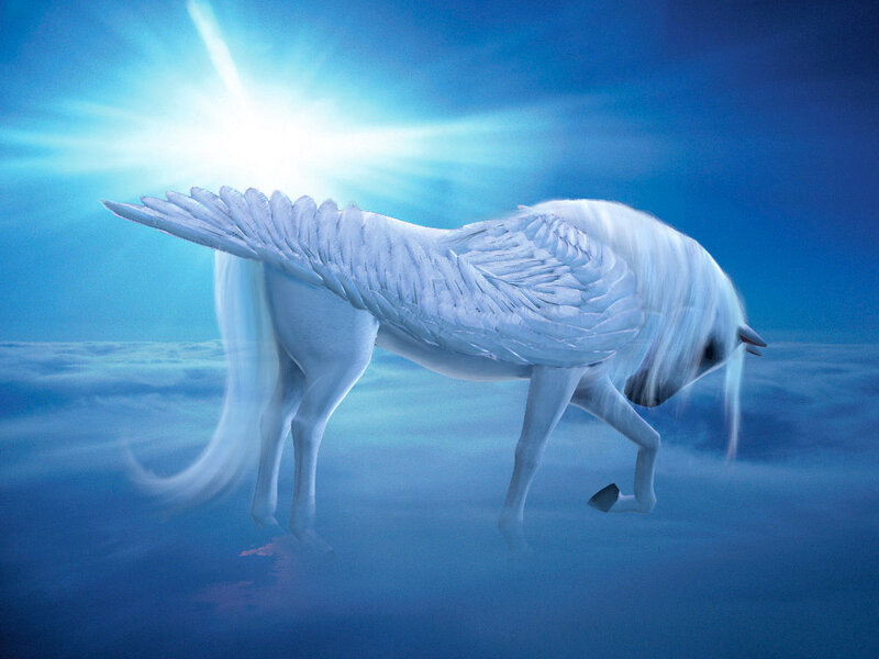 White Winged Horse — Blue, Serene