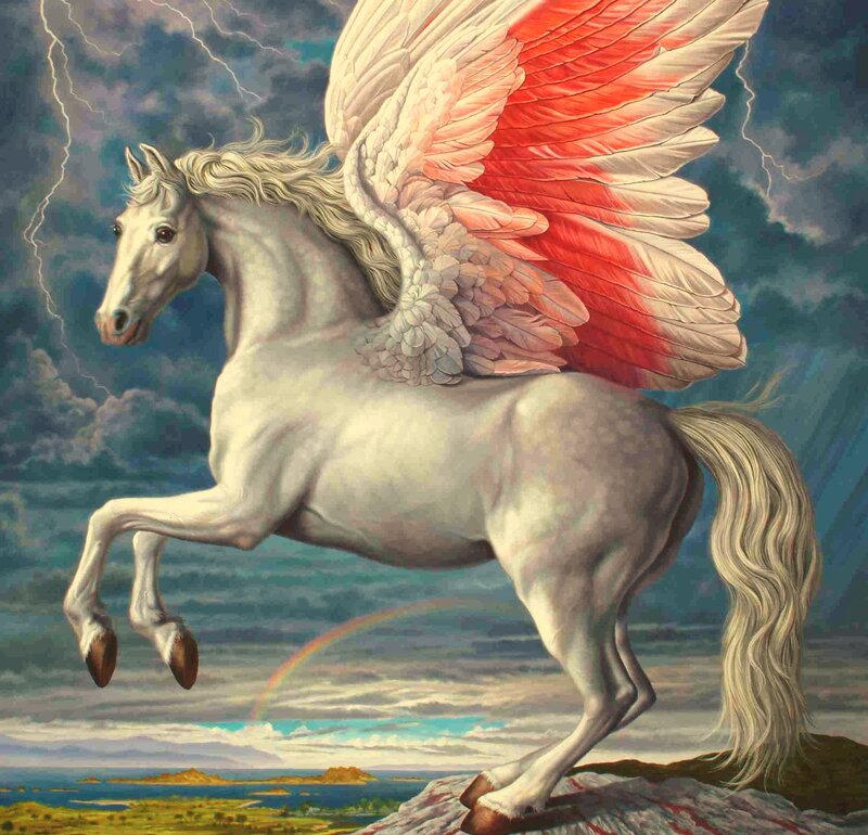 White Winged Horse — Dramatic, Painting