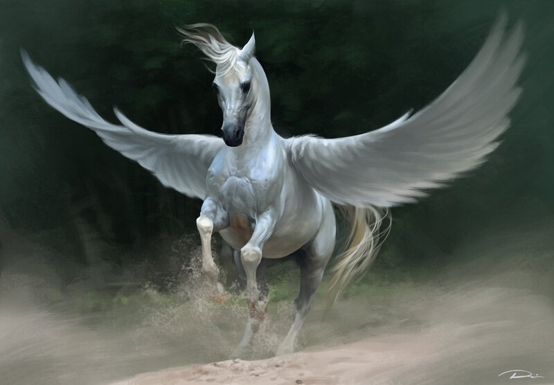 White Winged Horse — Dynamic, Digital Art