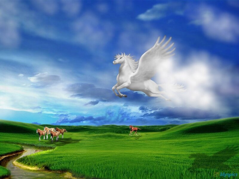 White Winged Horse — Green, Serene, Afternoon