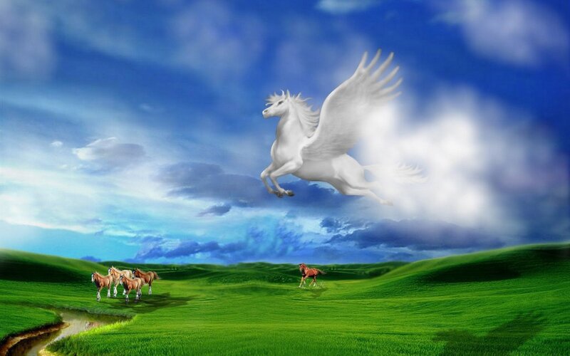 White Winged Horse — Green