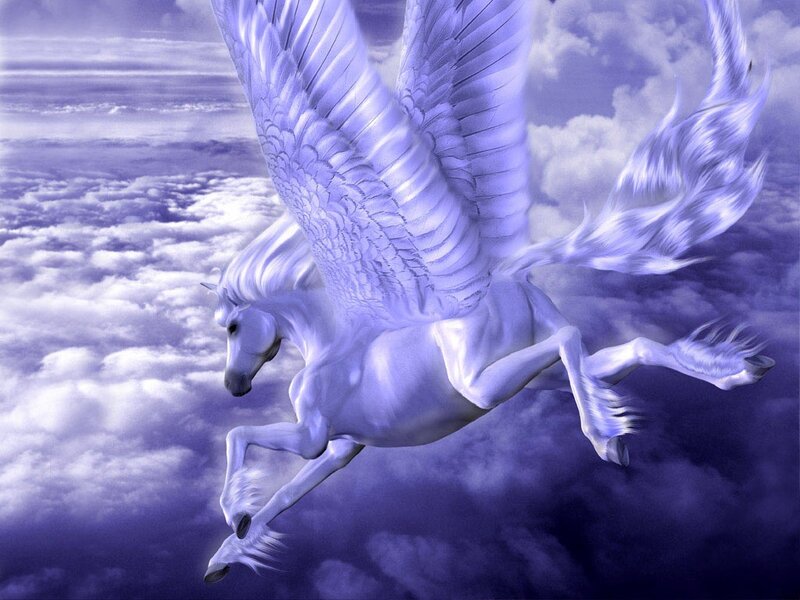 White Winged Horse — Purple, Dramatic, Digital Art