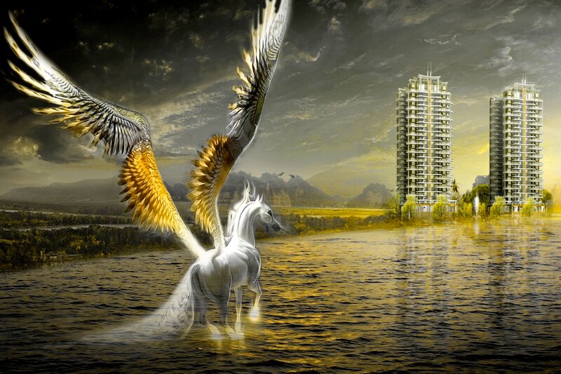 White Winged Horse — Yellow