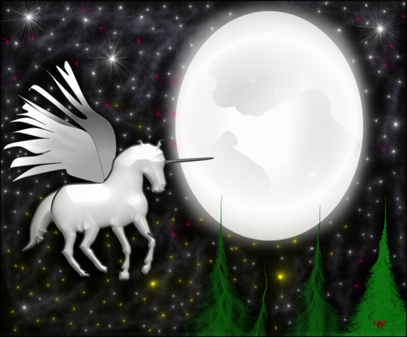 White Winged Unicorn — Serene, Night
