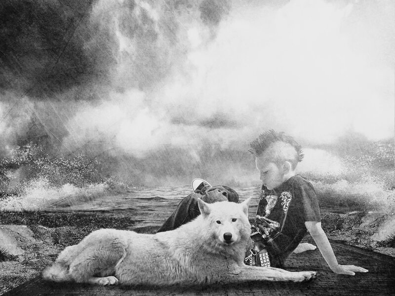 White Wolf and Boy — Black