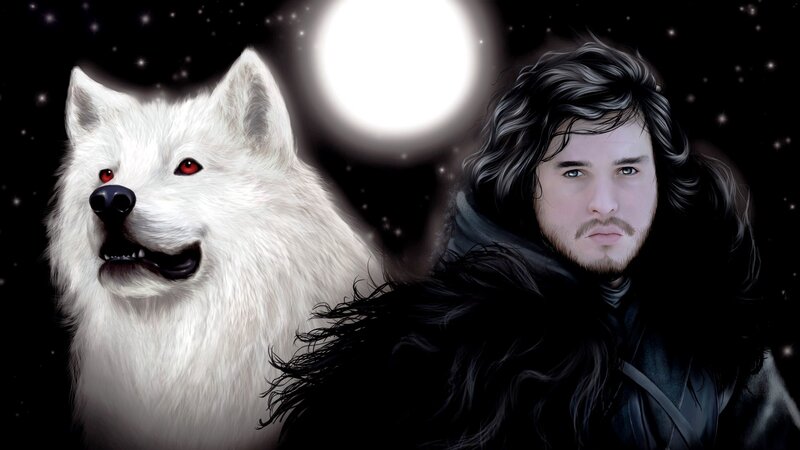 White Wolf and Man — Black