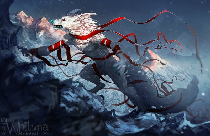 White Wolf Creature — Blue