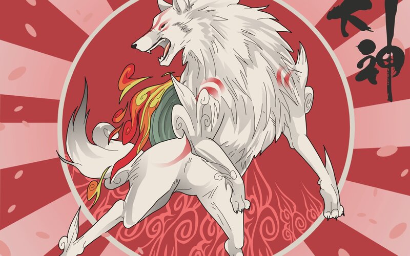 white wolf deity artwork