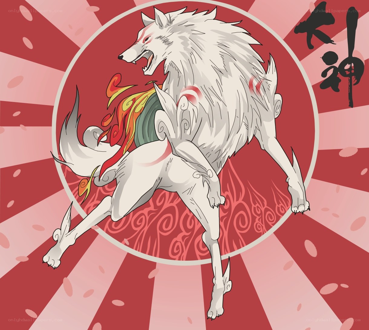 white wolf deity artwork